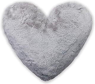 Brandsseller - Poduszka w kształcie serca przytulny pluszowy poduszka dekoracyjna w kształcie serca ok. 40x30 cm, jasnoszara