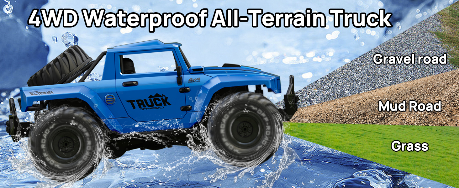 Coche Anfibio RC 1:16 BORSTOYPRO 4x4 | Impermeable, Giro 360° Y Luces LED, Para Tierra Y Agua Con 70 Min De Batería