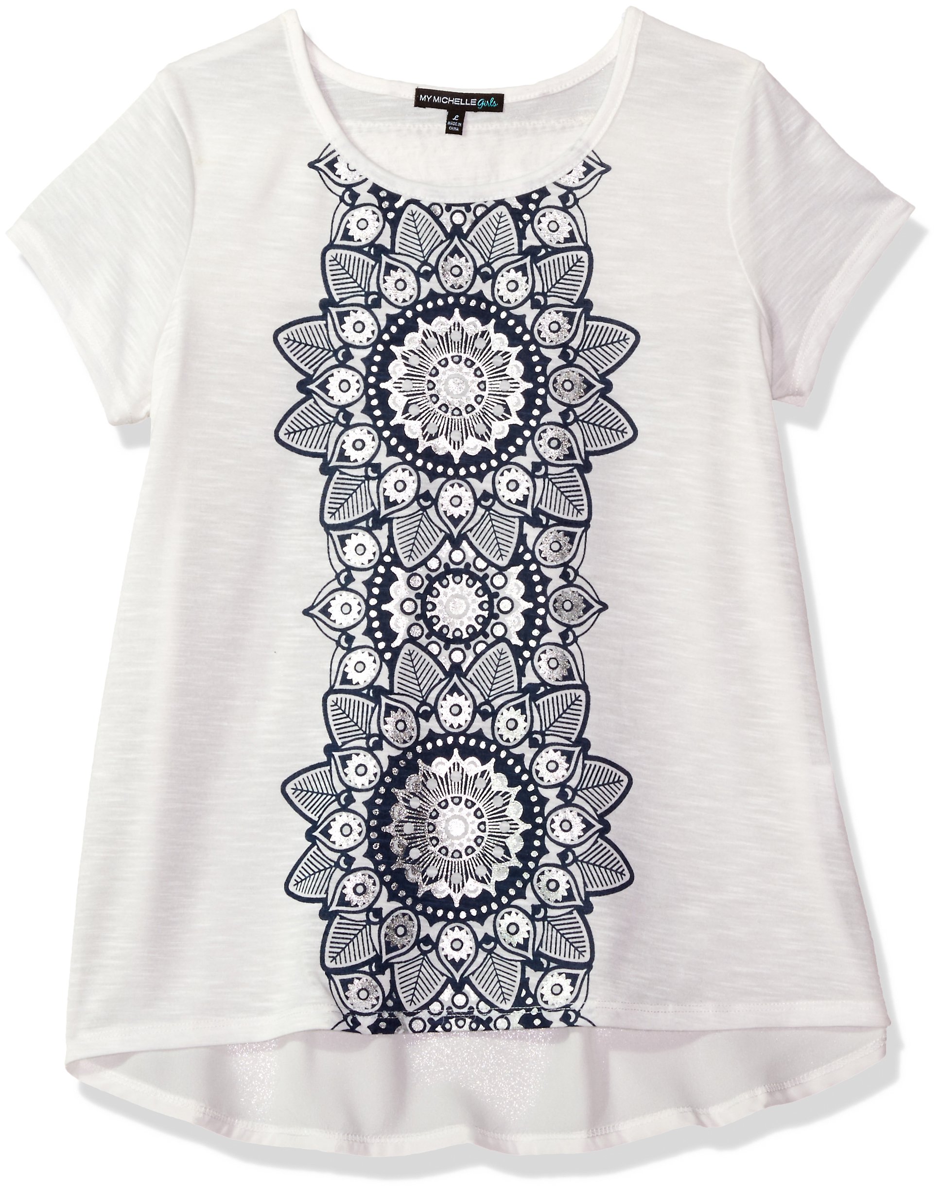 My MichelleGirls' Big Tee with Foiled Flower Print