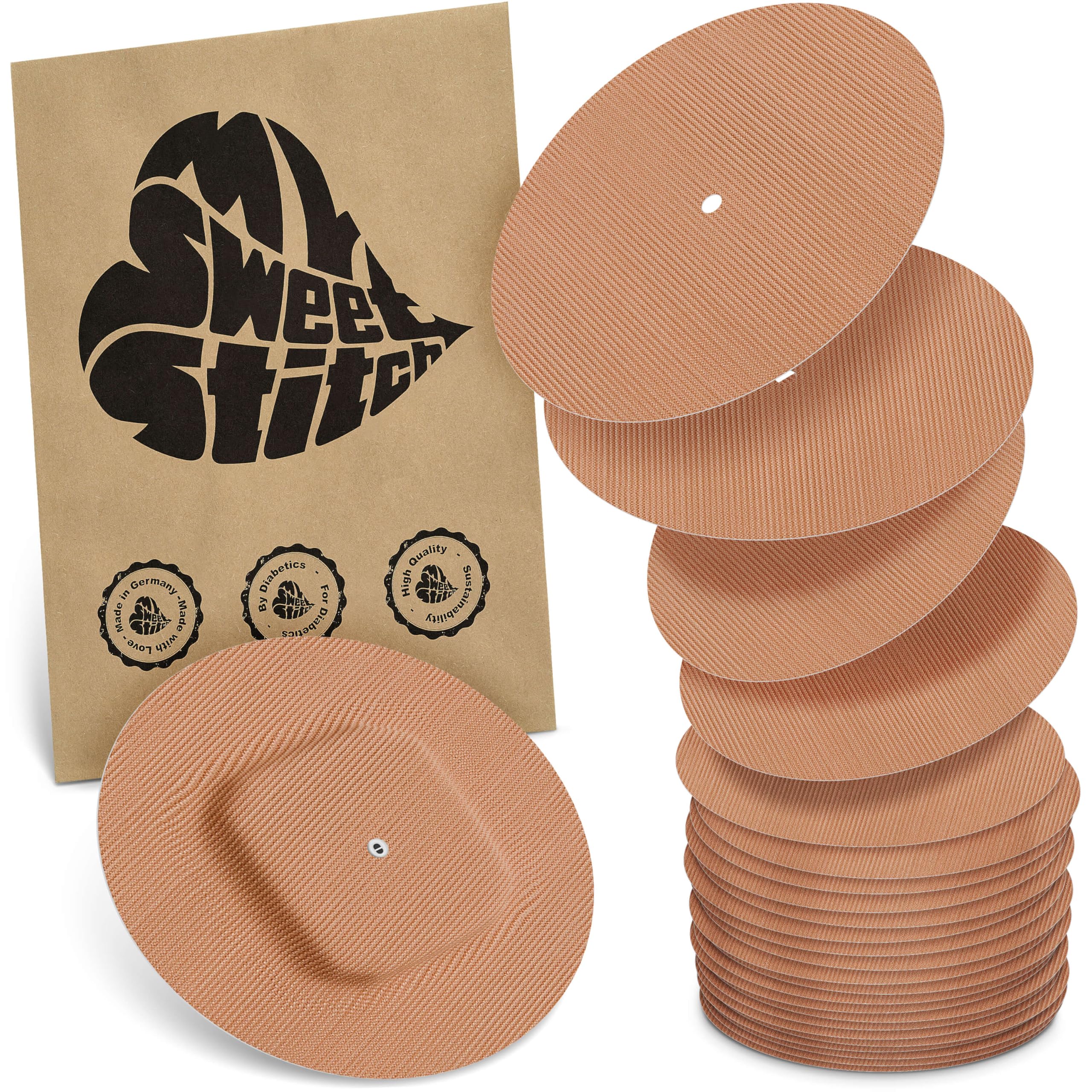 MySweetStitch – 10–25× Cerotto Simplera rotondo, overpatch Ø 70 mm, delicato sulla pelle, impermeabile e traspirante (Beige, 25)