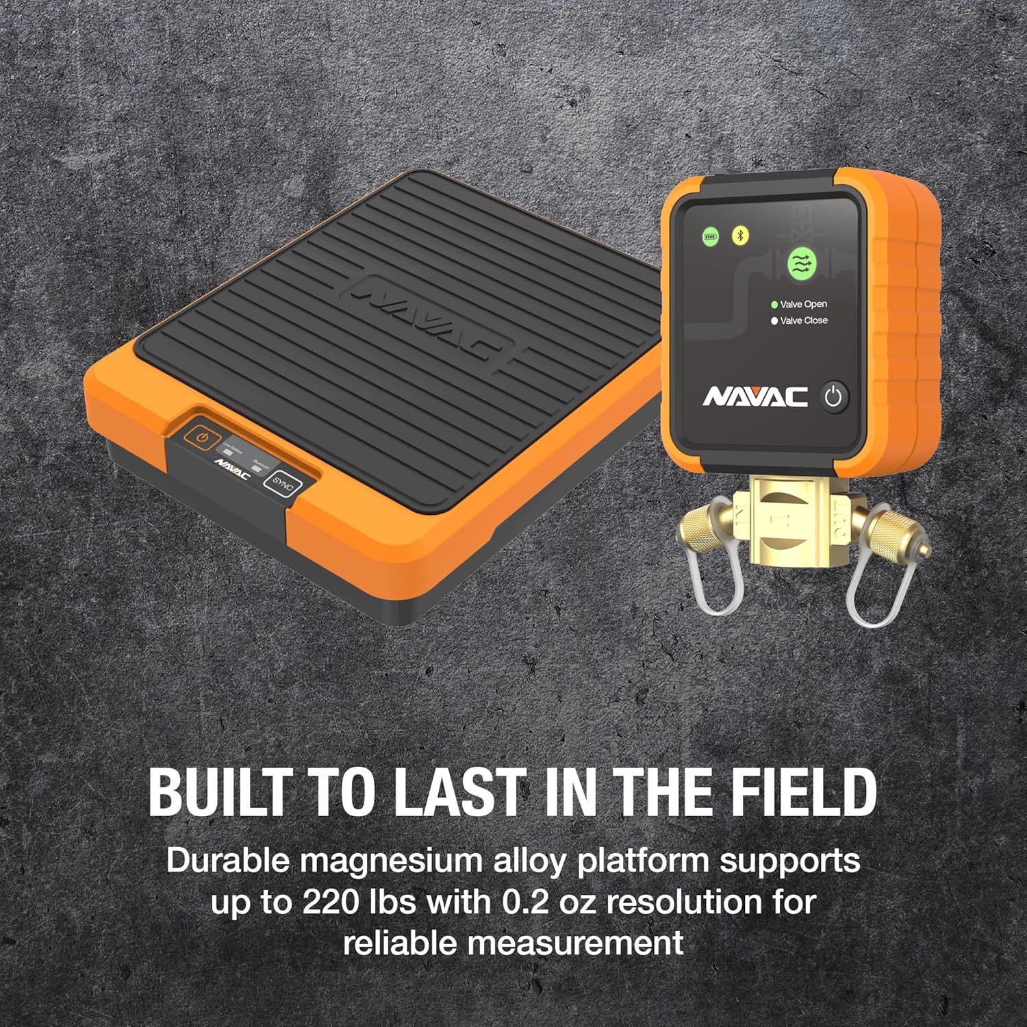 NAVAC SK2SV1 Smart Refrigerant Flow Control Kit - NRS2A Scale & NSV1 Valve - Bluetooth HVAC Tools with Auto Shut-Off & App Control, 220 lb Capacity, Dual Battery Power - Ideal for Charging & Recovery