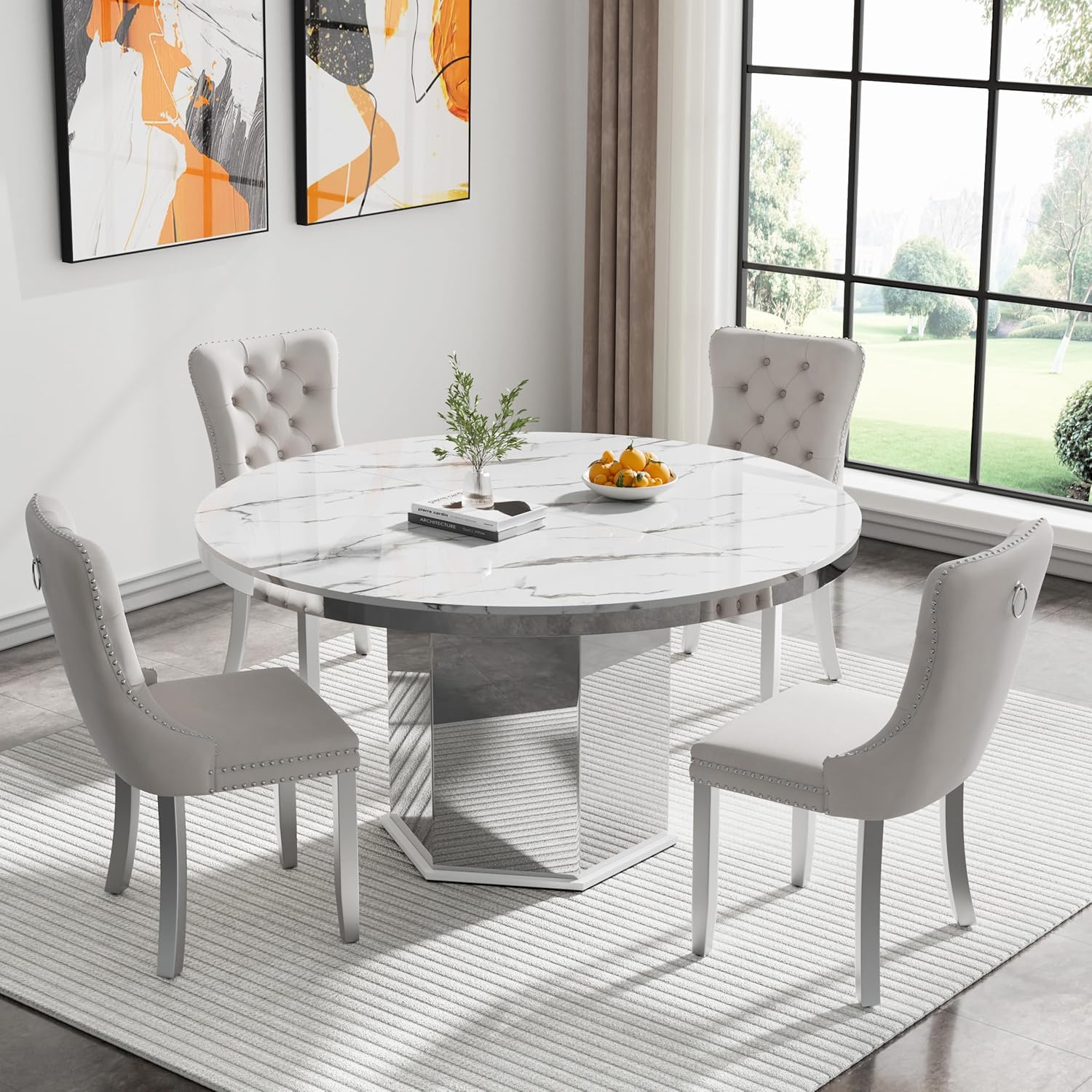 Henf 5 Piece Extendable Dining Table Set for 4, Modern