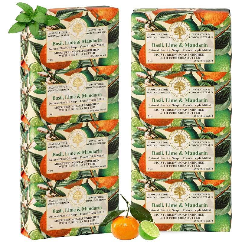 Sabonete natural em barra Wavertree & London Basil, Lime & Mandarin – 8 unidades de 198 g