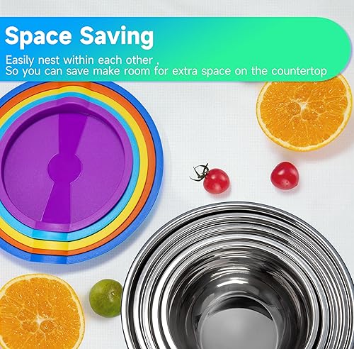 Miniatura 6 de Strelitsia Juego de 25 tazones de mezcla de acero inoxidable con tapas herméticas, tazón grande de preparación y utensilios de cocina, colorido