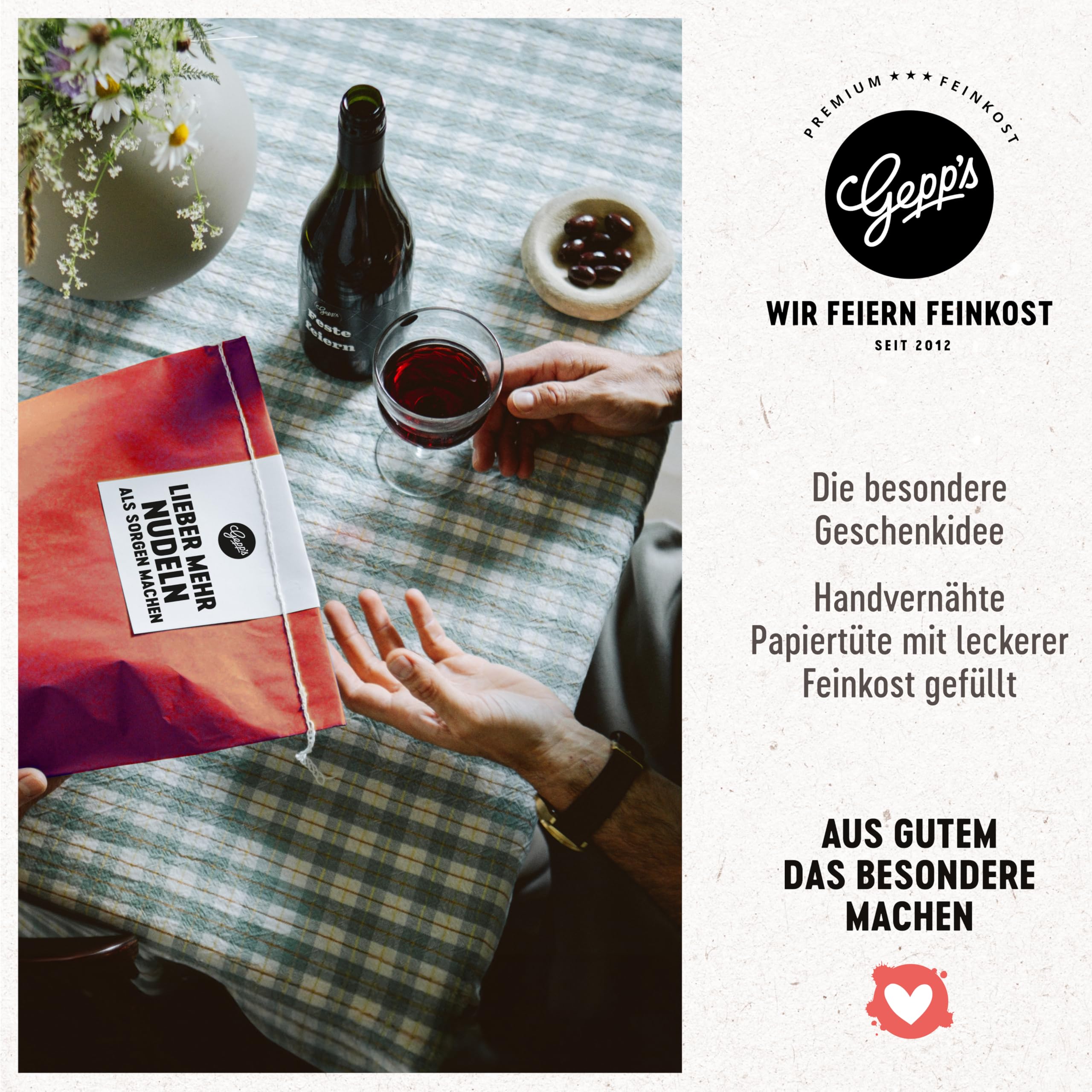 Gepp's Feinkost Wundertüte Geschenkidee Muttertag mit Pasta Pesto Limone Bio Bruschetta Dip