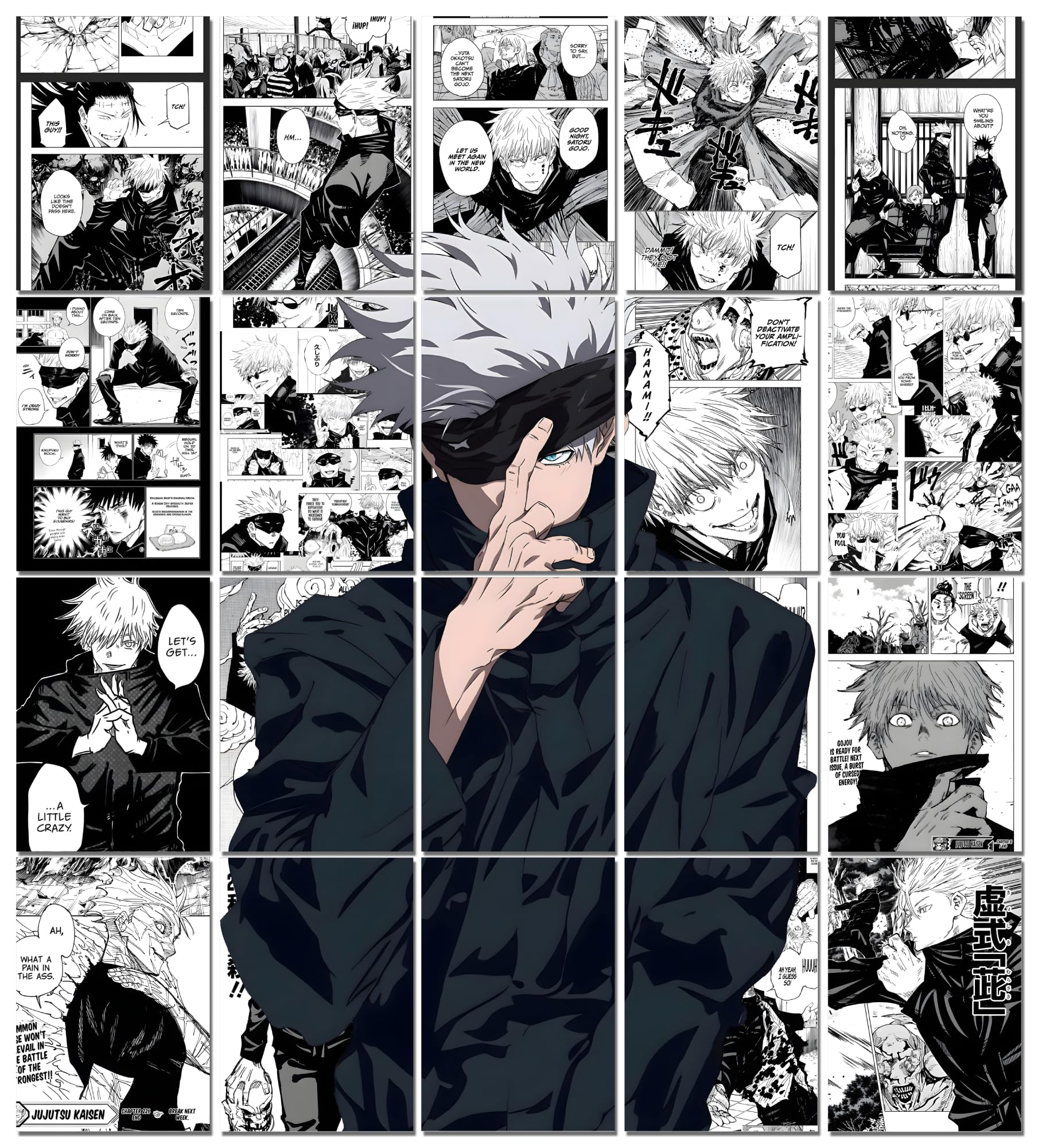Moment Prints Gojo Satoru Manga Collage Poster Set - Set of 20, 210 mm x 297 mm, 300 GSM Paper, Anime Posters, Gojo Poster (Gojo Manga 1) - Glue Dots Included, Cardstock