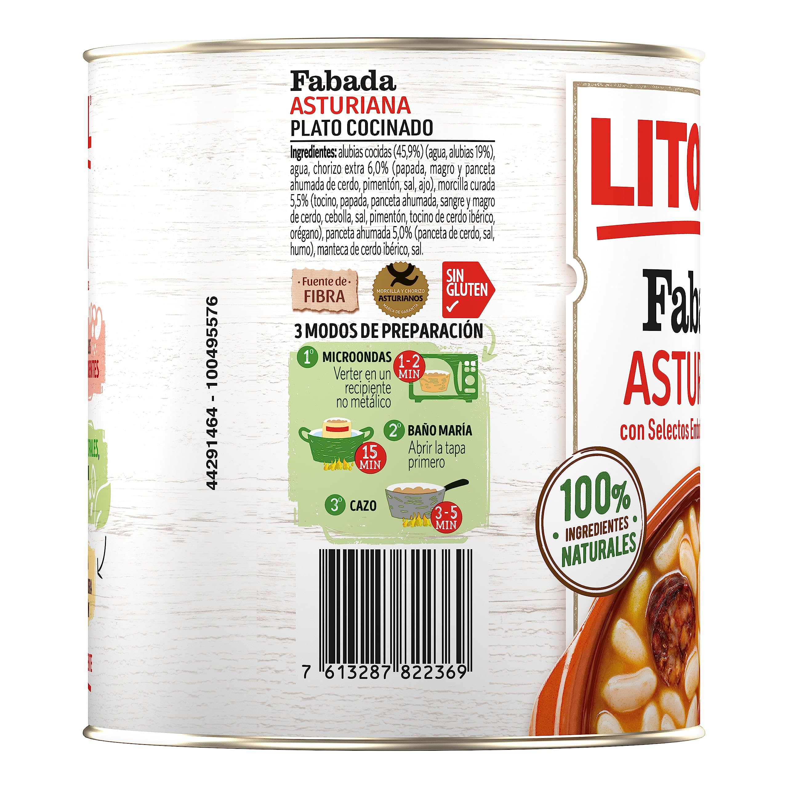 LITORAL Fabada Asturiana Plato Preparado Sin Gluten 6x850g
