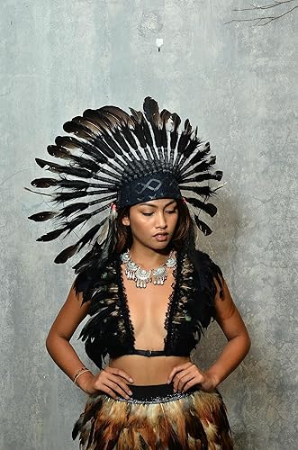 Miniatura 6 de Tocado de plumas inspirado en los indios nativos americanos longitud corta