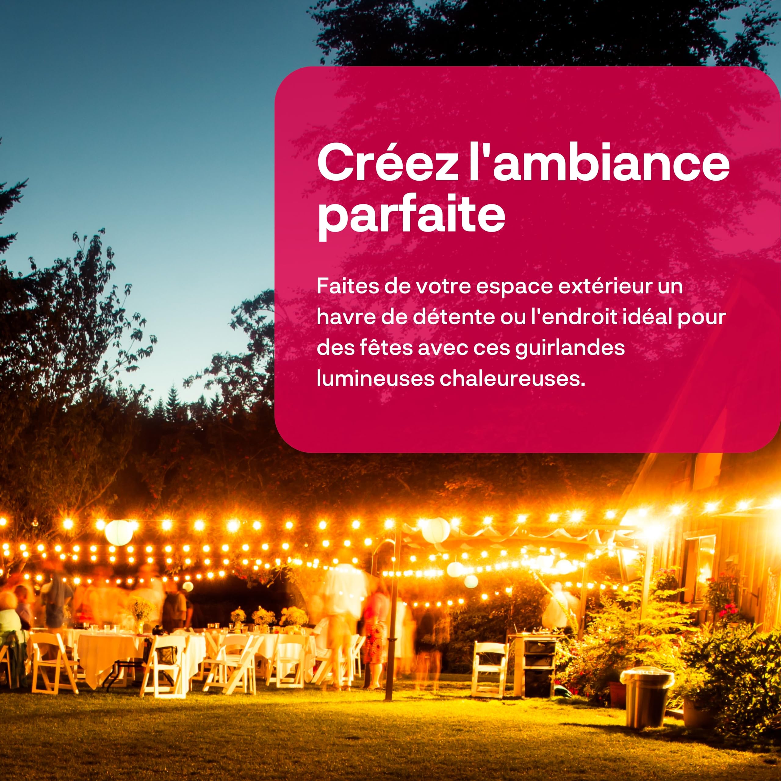 innr Guirlande Lumineuse Exterieure Extension 4m, pour kit de base OLS 210 | Blanc Chaud, 2200K, 8 ampoules LED connectées, Luminaire Intensité Variable, étanchéité IP65