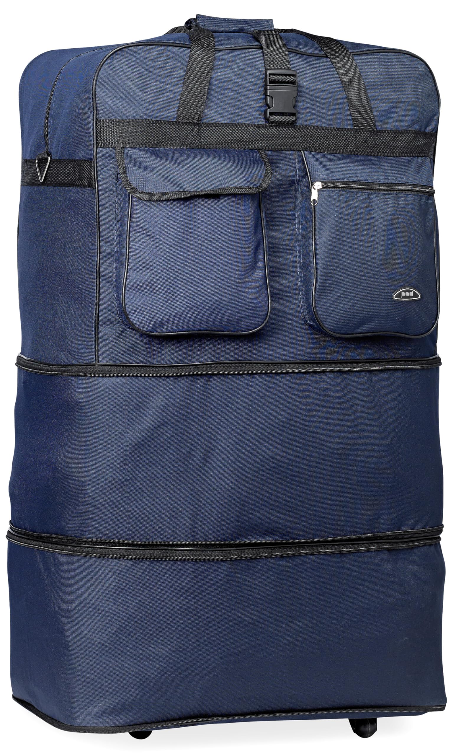 Pod 30" / 36" / 40" Expandable Rolling Wheeled Duffle bag Spinner Luggage suitcase (Navy, 36-inch)