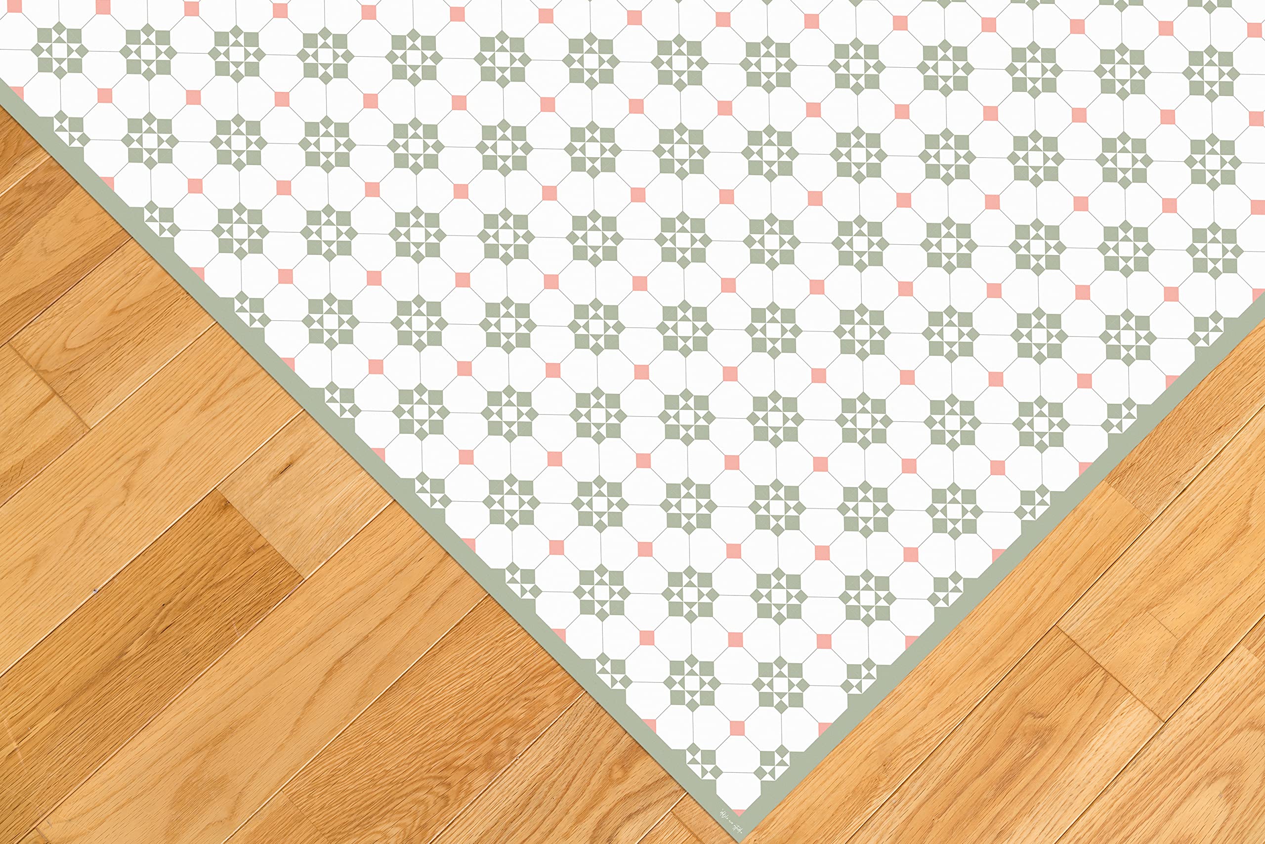 DobleUve Estudio Alfombra Vinílica Hidráulica 34 | Color Verde | 65x140 cm | Alfombra Cocina Lavable Antideslizante | Alfombra Vinilica | Suelo Vinílico | Alfombra Vinilo Salón