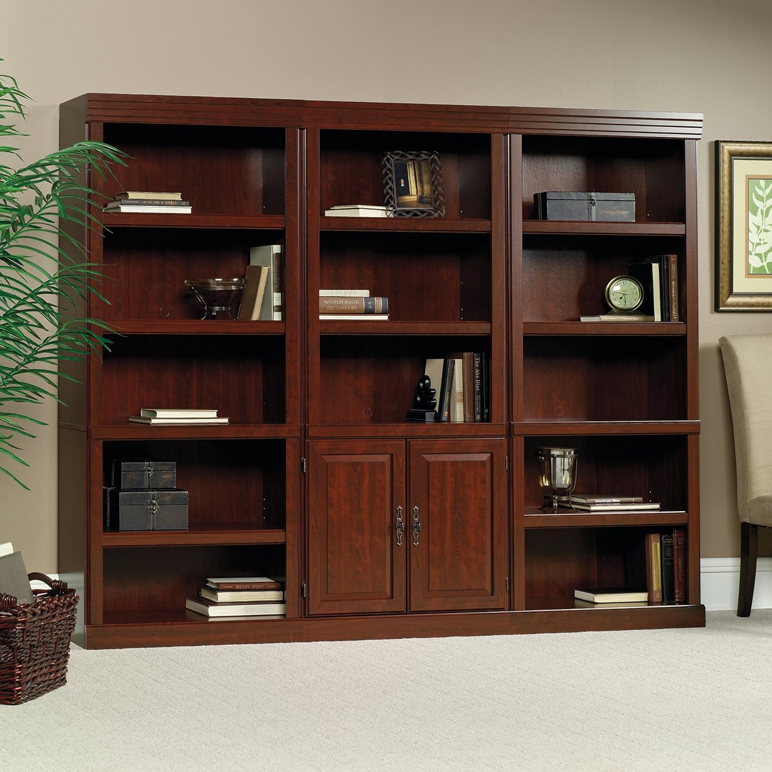 Sauder Heritage Hill Library With Doors - Classic Cherry finish : Home & Kitchen