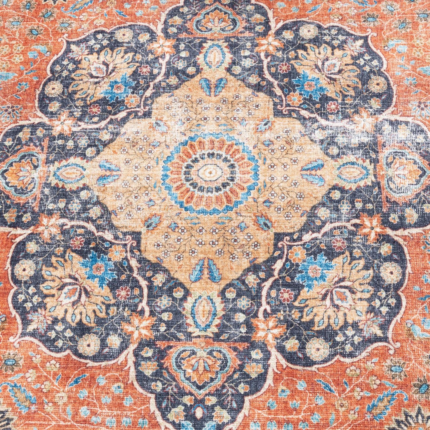 FRAAI | Home & Living In- & Outdoor Vintage Teppich - Kairo Medaillon Terra Dunkelblau - 160x230 cm