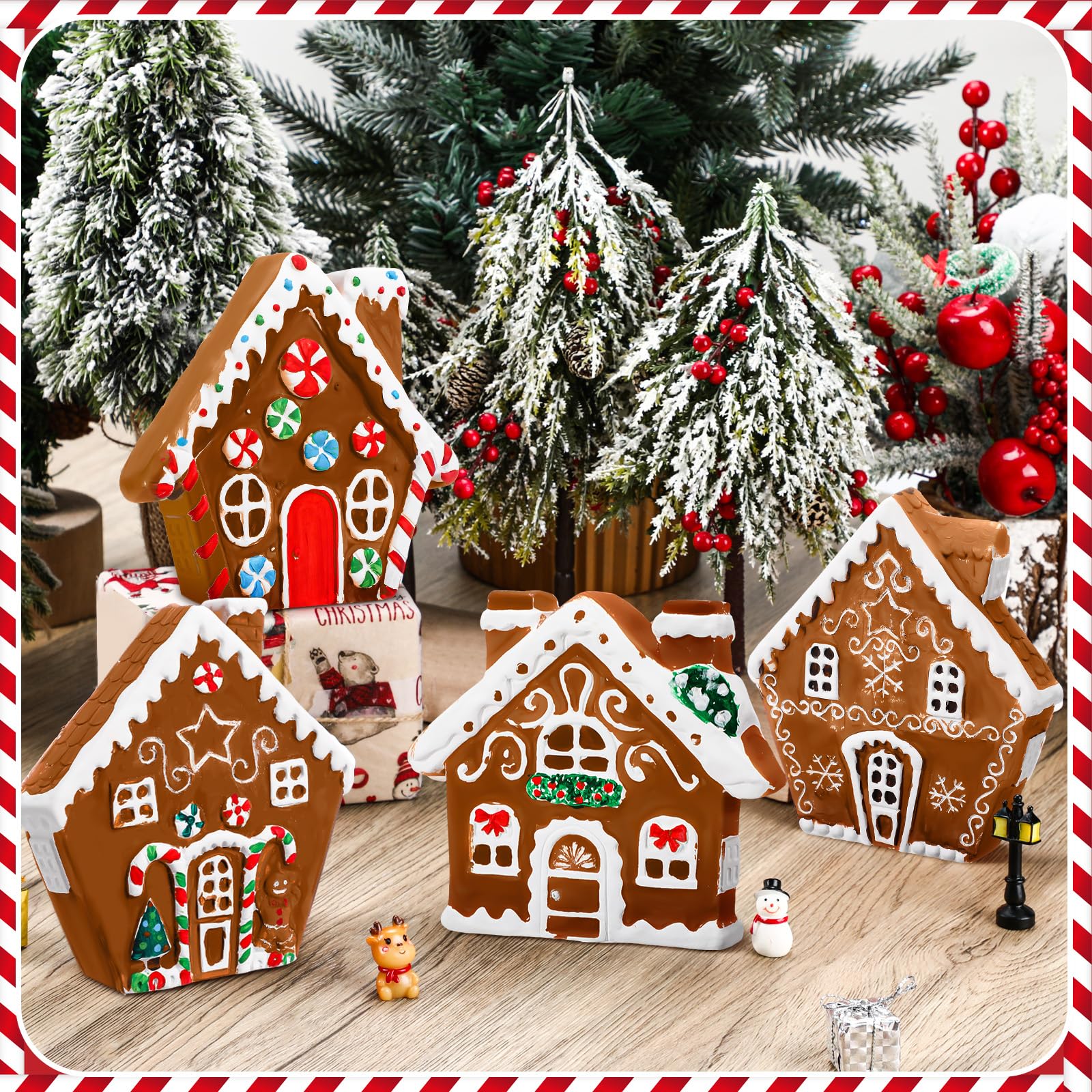 Snapklik.com : Poen Set Of 4 Ceramic Christmas Gingerbread House Paint ...
