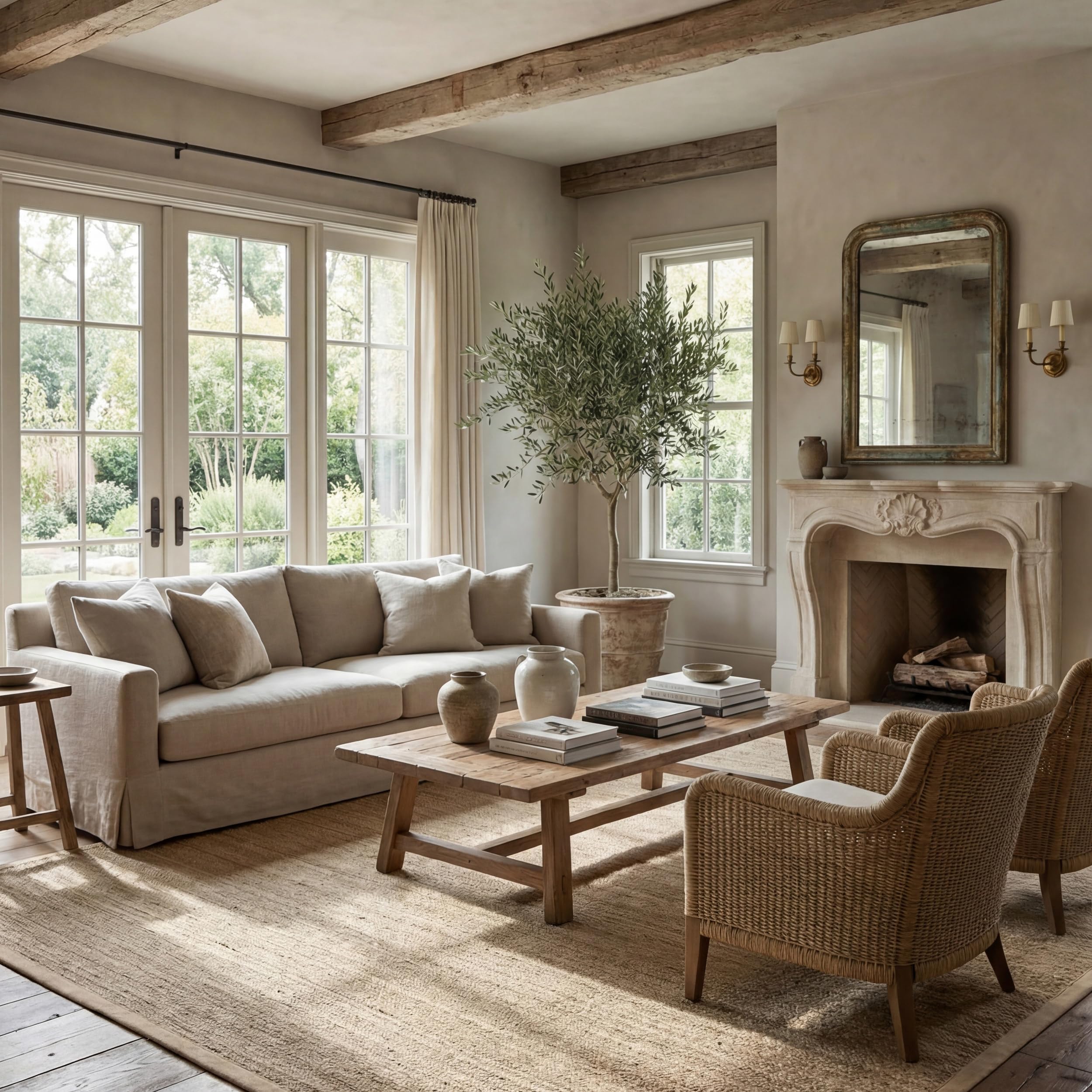 Elijah Natural Seagrass Farmhouse Area Rug, 6' x 9', Beige