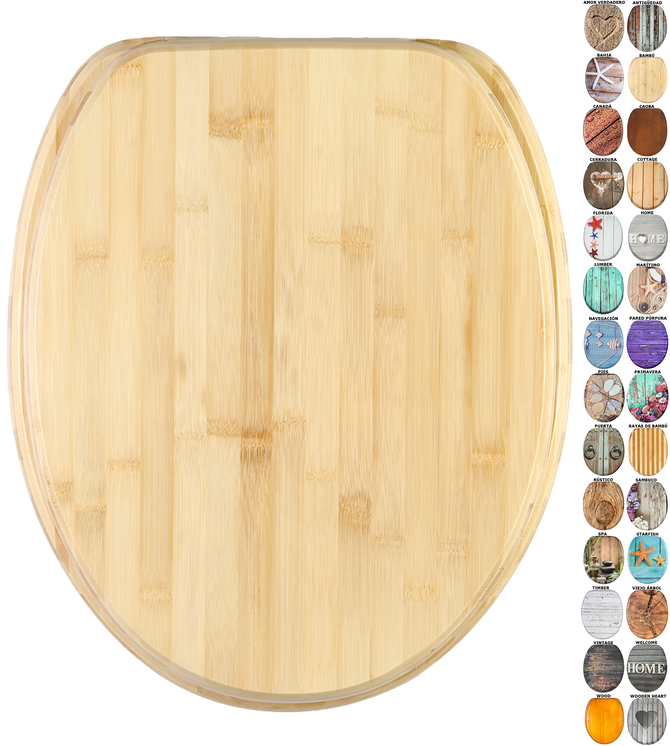 Sanilo Tapa de inodoro, gran selección de atractivos asientos para WC de madera y duradera (Bambú)