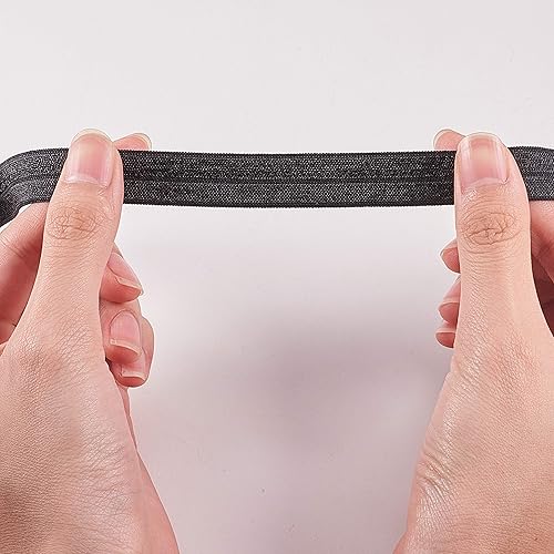 Miniatura 4 de BENECREAT Cinta elástica FOE elástica plegable negra de 30 yardas, 58 pulgadas, 0.591 in, para ligas para el cabello, lazos para el cabello