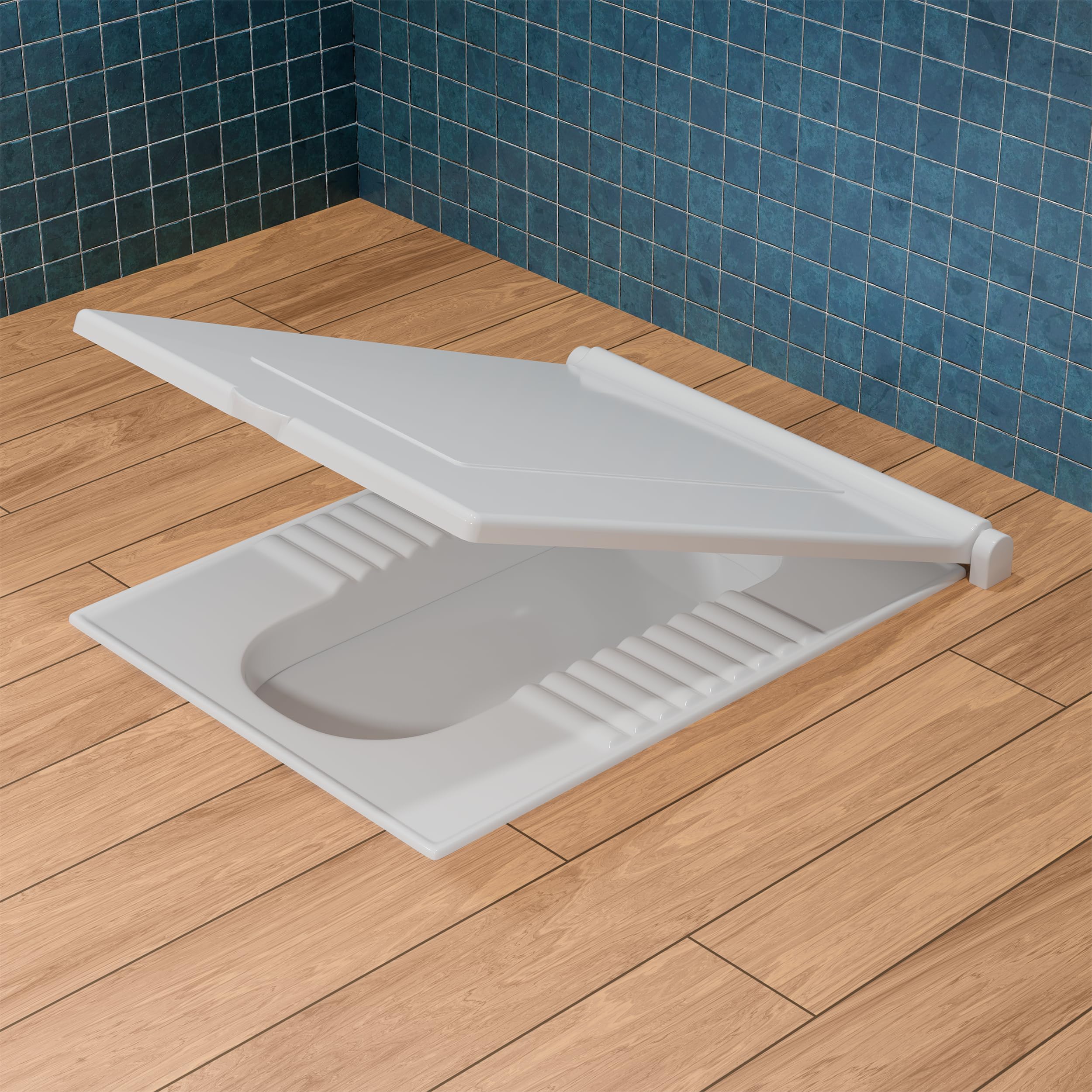TAXAN Plastic Indian Toilet Seat Cover with Non Soft Close Mechanism - Square Commode Seat Cover – with Sleek Design & Easy Installation with Installation Kit (56cm x 12cm, White)-image-10
