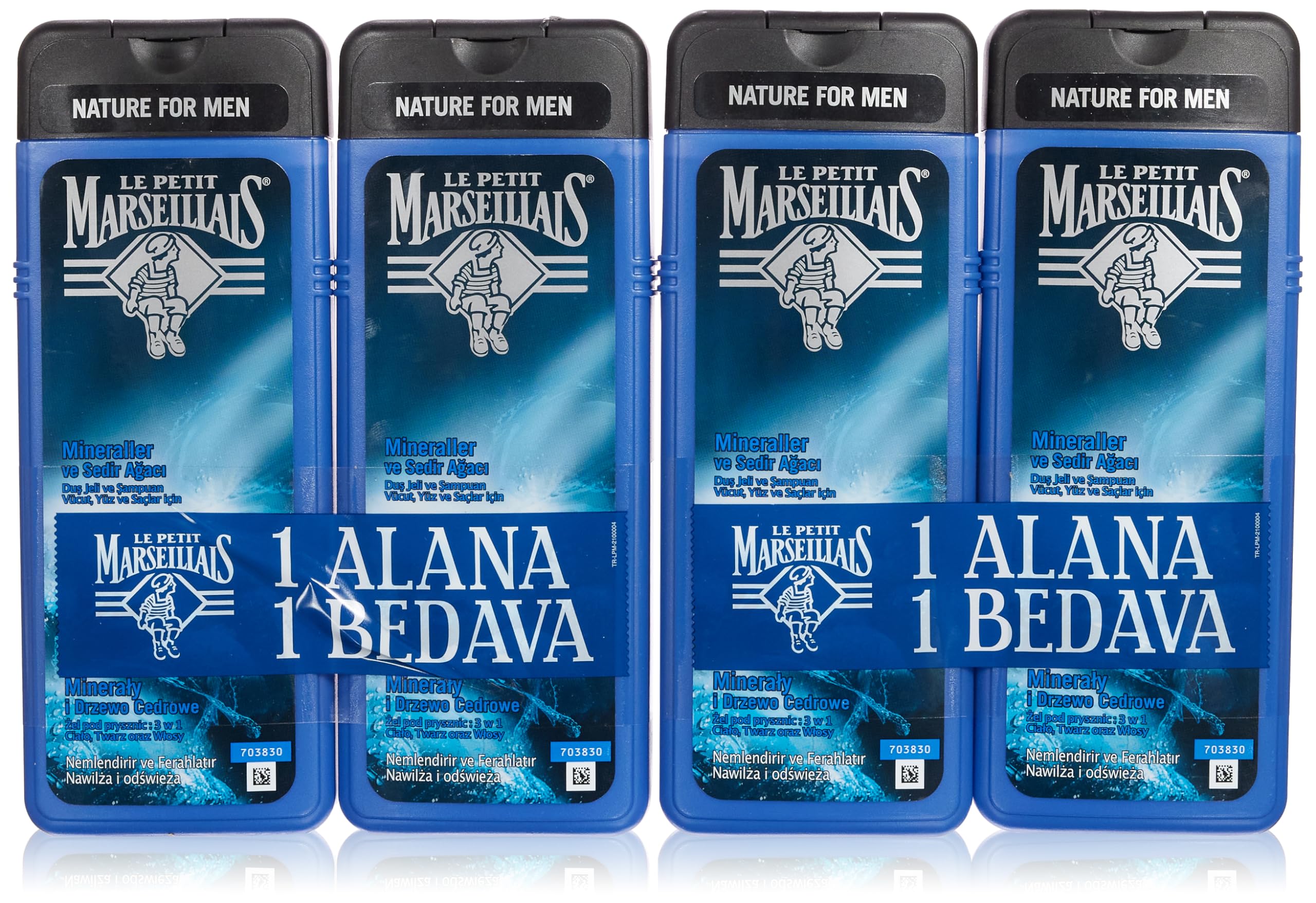 Le Petit Marseillais Duş Jeli Men Serisi Mineral ve Sedir Ağacı (4 x 400 ml)