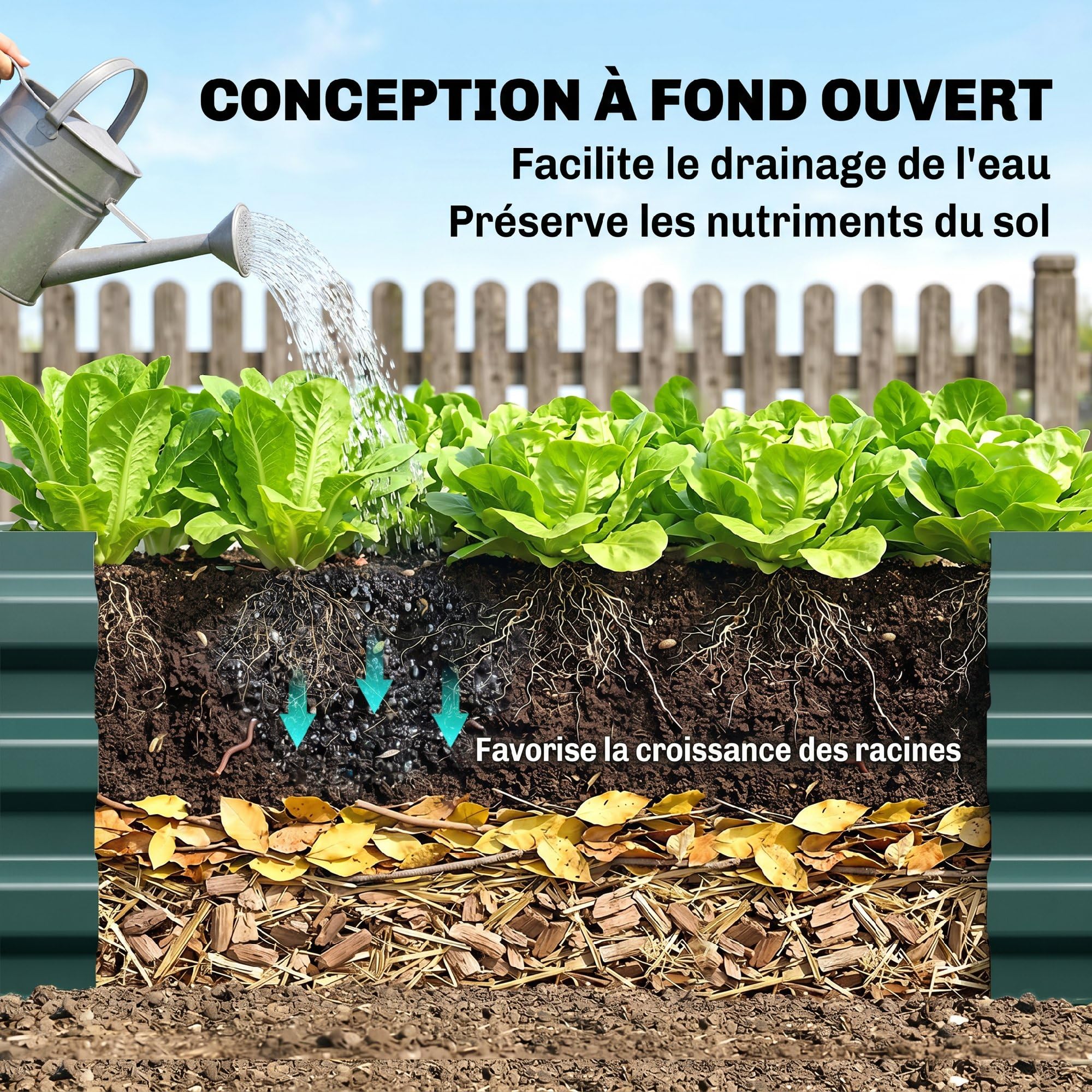 Outsunny Carré Potager en Métal Modulable 241x90,5x30cm Vert Foncé | Potager Surélevé, Acier Galvanisé, Jardinière Extérieur Anti-Rouille, pour Légumes et Fleurs