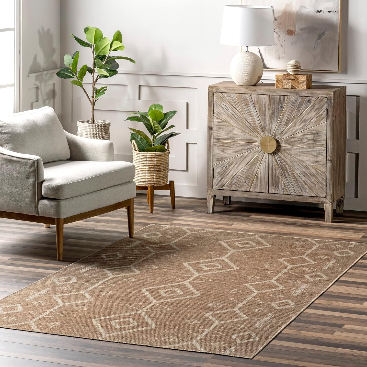 nuLOOM Cynna Tribal EasyJute Machine Washable Area Rug, 5