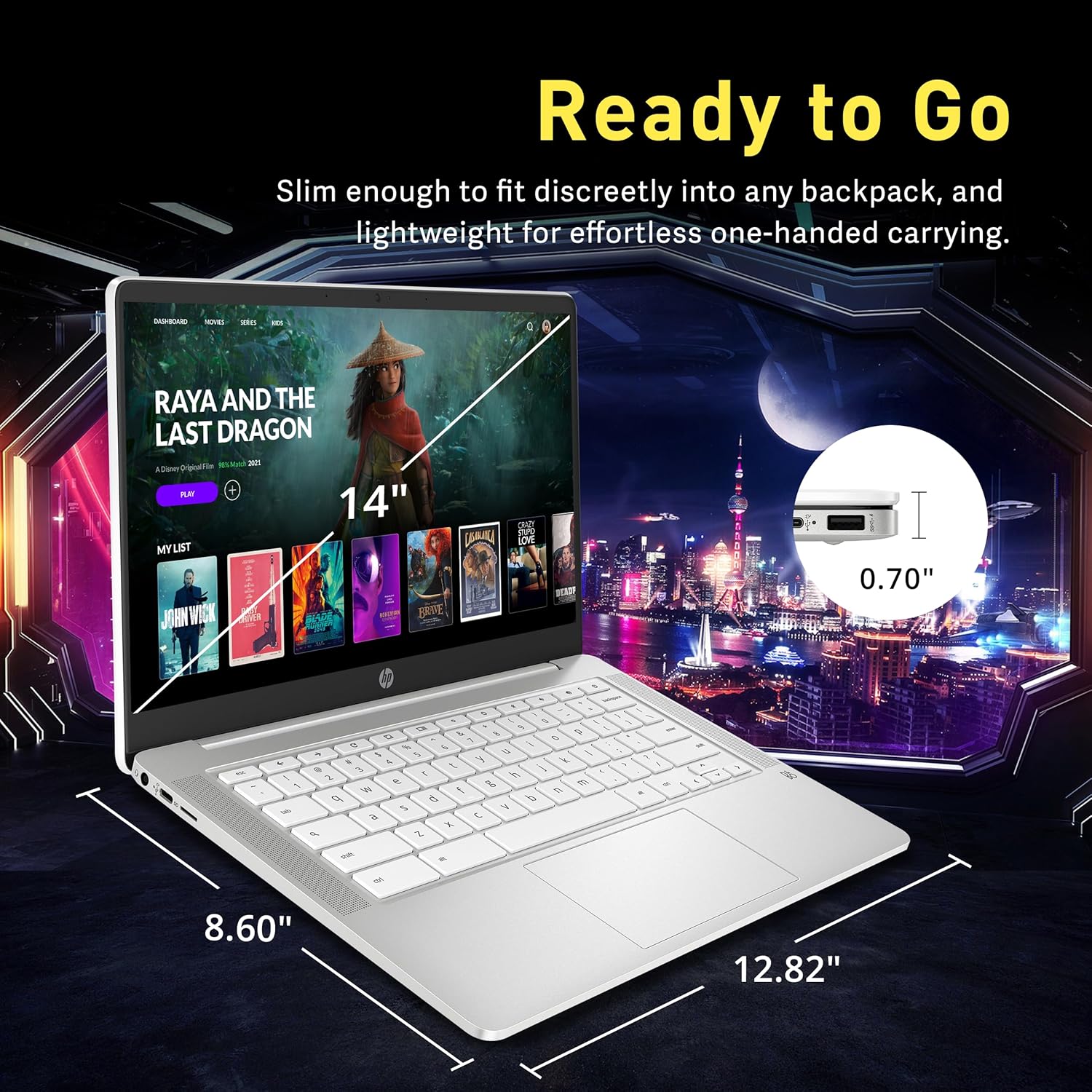 HP Chromebook 14" FHD IPS Laptop, AMD 3015Ce, 4GB RAM, 192GB Storage(32GB eMMC+160GB Docking Station), AMD Radeon Graphics, 720p HD Camera, HD Audio, Chrome OS, Ceramic White