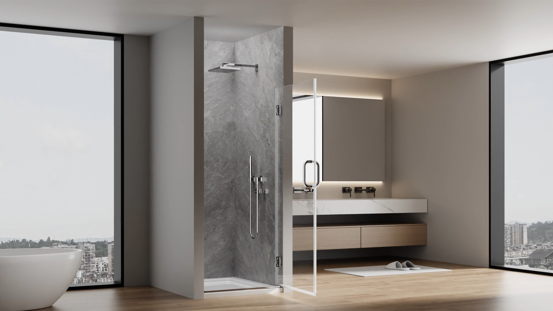 YTSAHSTT Framelss Single Swing Hinged Shower Door, 28