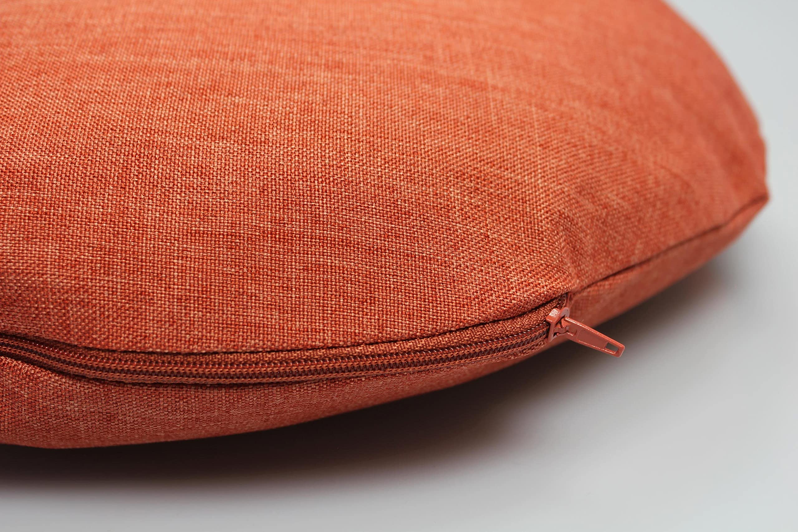 Kussenhoes in linnenlook, terracotta, 60 cm, rond, zacht, decoratief, fijn gestructureerd, kussenovertrekken voor bank, woonkamer, slaapkamer, sierkussen met verborgen ritssluiting, bankkussens
