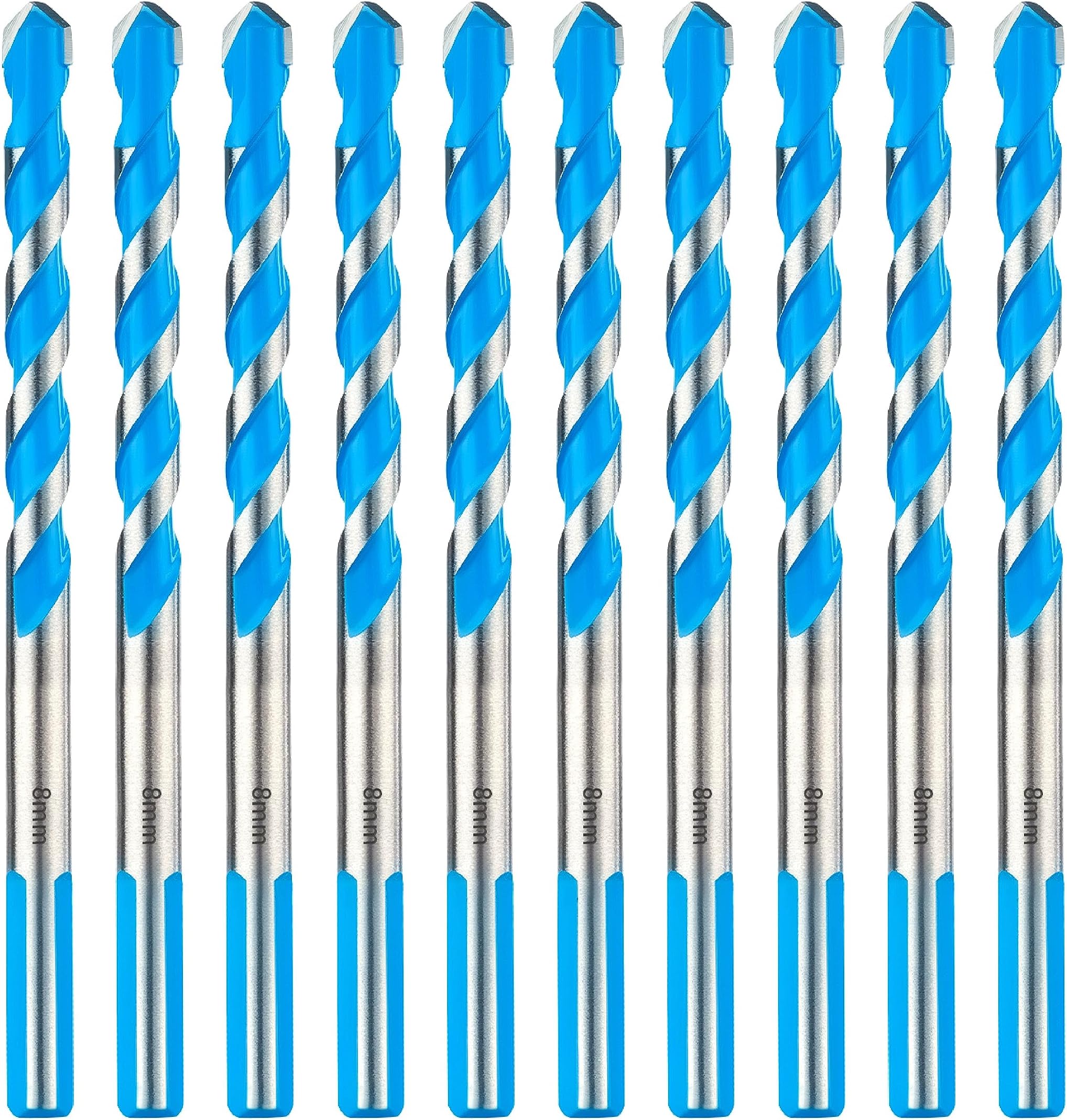 toolant 8mm Concrete Drill Bit Set & Masonry Set, Shockproof Hammer Concrete/Glass/Brick/Plastic/Cet/Tile, Industrial Strength Carbide Tip, 10pcs