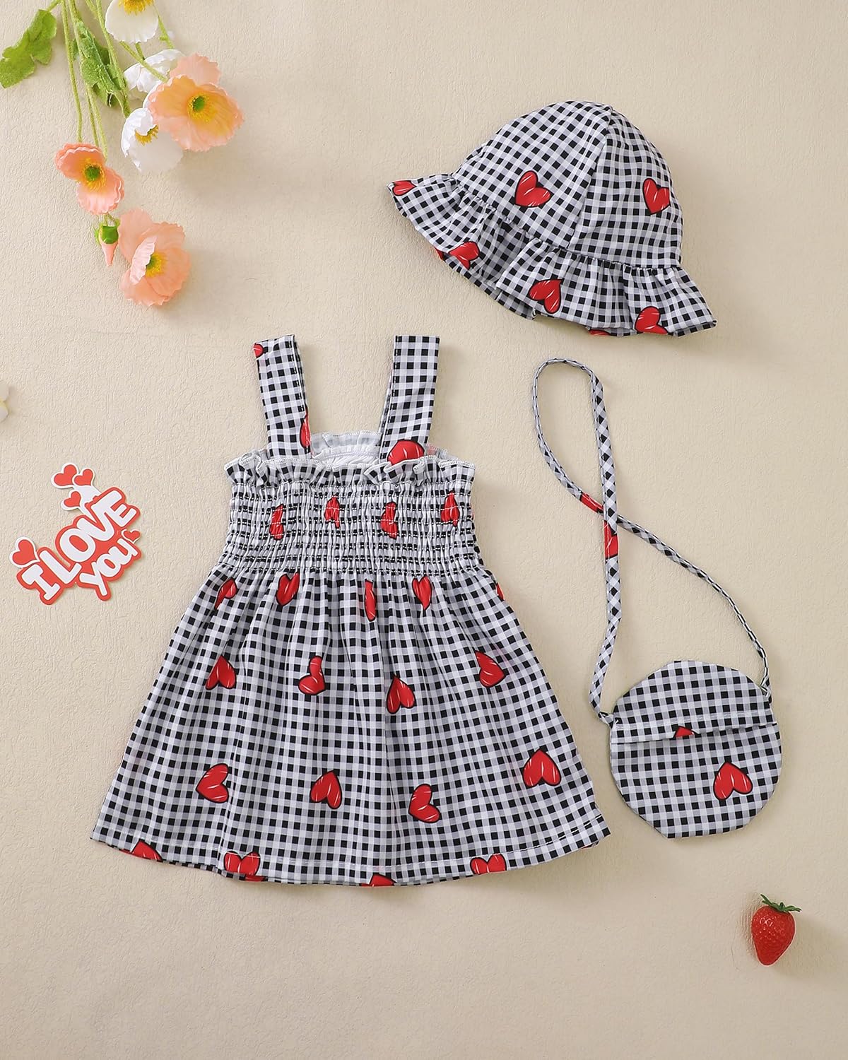 Renotemy Baby Girl Dress Toddler Girl Clothes Summer Outfits Gifts Cotton Sundress Infant Dresses for Girls with Hat and Bag - Image 5