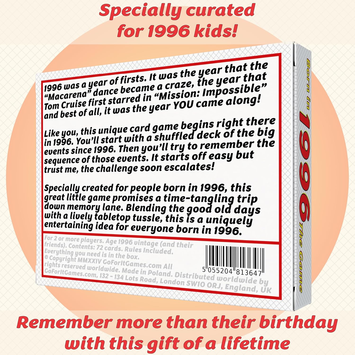 GoForItGames.com Born in 1996 - Specialty Gift Celebrating the Unique Lifetime of '96 Babies. Hilarious Memory Lane Game, Tailor-Made Especially for the 1996 Vintage. image 3