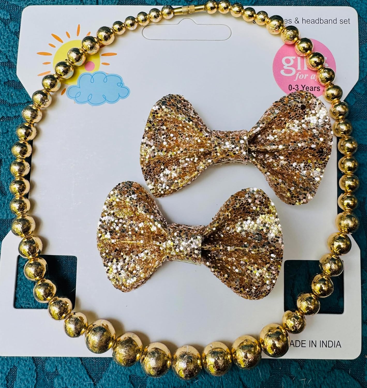 Generic baby Girls gold mala +calips hair clips Accessories hair clips headwraps soft headclips for girls