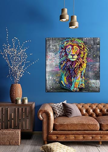 Miniatura 3 de Xxliren Lienzo de grafiti con imágenes de león para sala de estar, tamaño grande, pintura de león, decoración de pared para decoración de habitación
