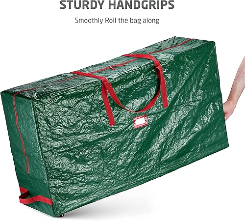 Miniatura 4 de Bolsa grande con ruedas para guardar árbol de Navidad Le caben árboles artificiales desarmados Asas y ruedas duraderas para cargarla y moverla
