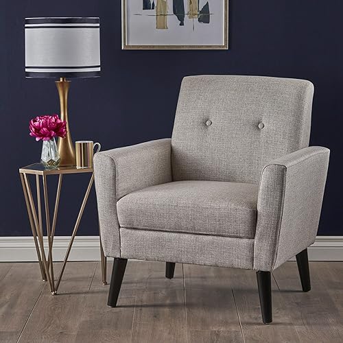 Miniatura 10 de Christopher Knight Home Sienna Mid-Century - Silla de club de tela moderna, color gris claro Gris claro,Beige,https://www.amazon.com/dp/undefined