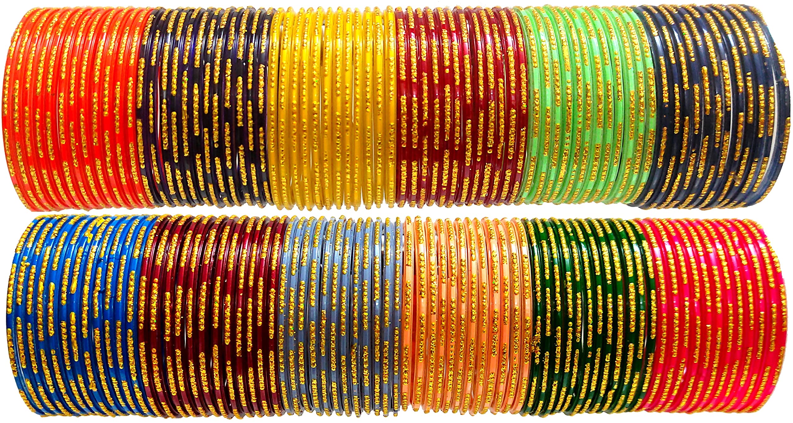 Hand Kkrafts Multicolor traditional Glass bangles chudi set of 144 for womens and girls