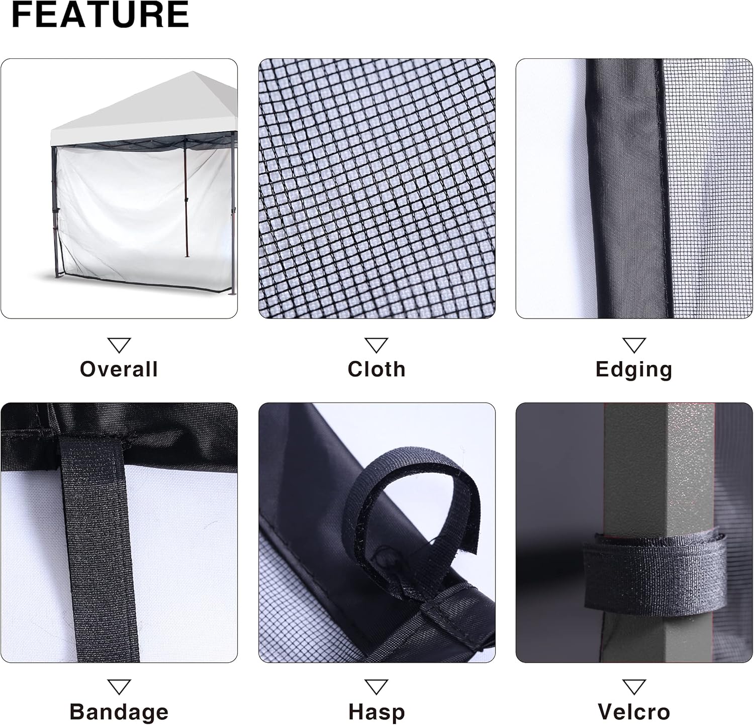 Mesh Sidewall for 10x10 Pop Up Canopy - Straight Leg, Commercial Grade Black Mesh Walls, 1 Pack Only