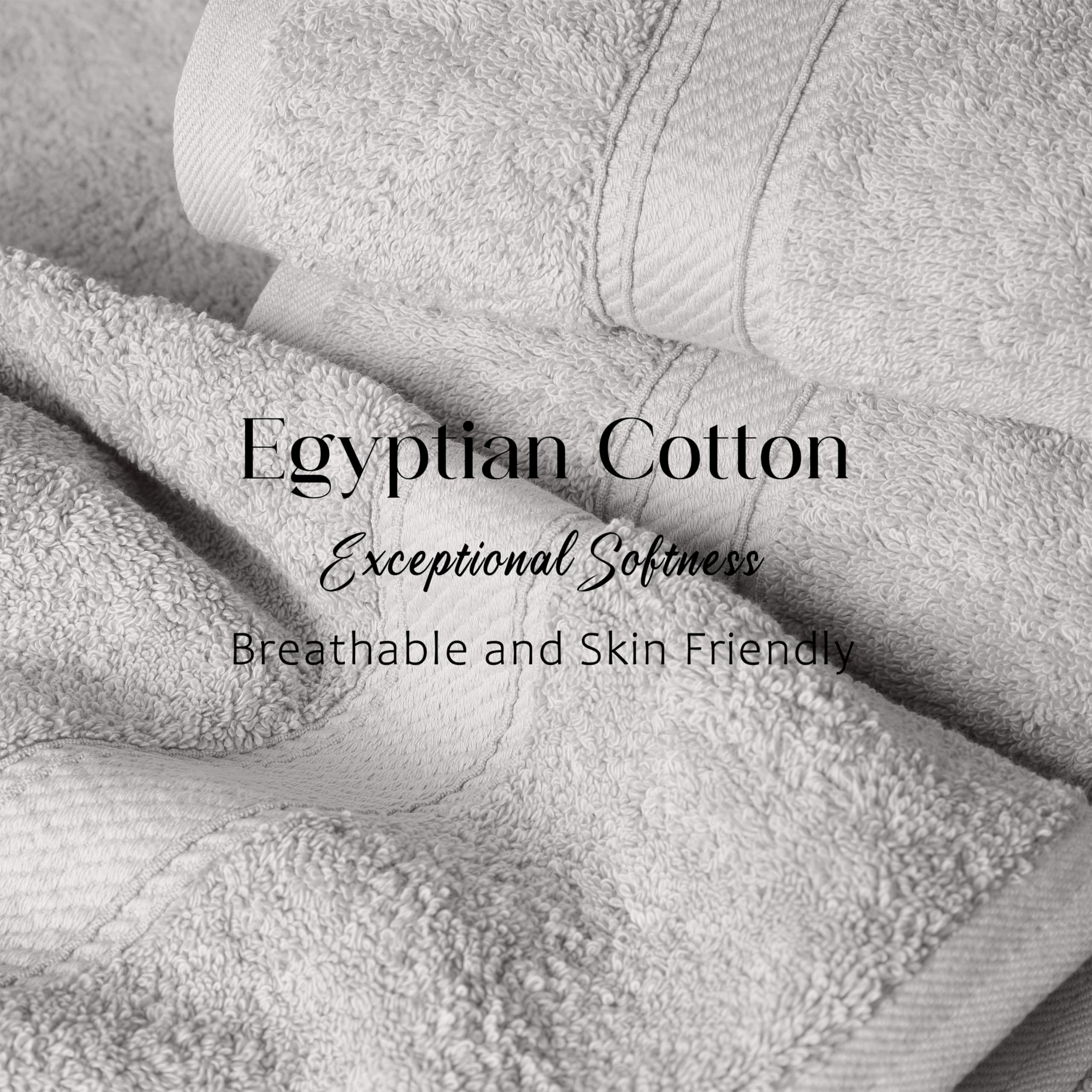 Superior Lot de 2 draps de Bain en Coton égyptien Ultra Doux, épais, Pelucheux et Absorbant, pour Salle de Bain d'invités, hôtel, Spa - Argenté