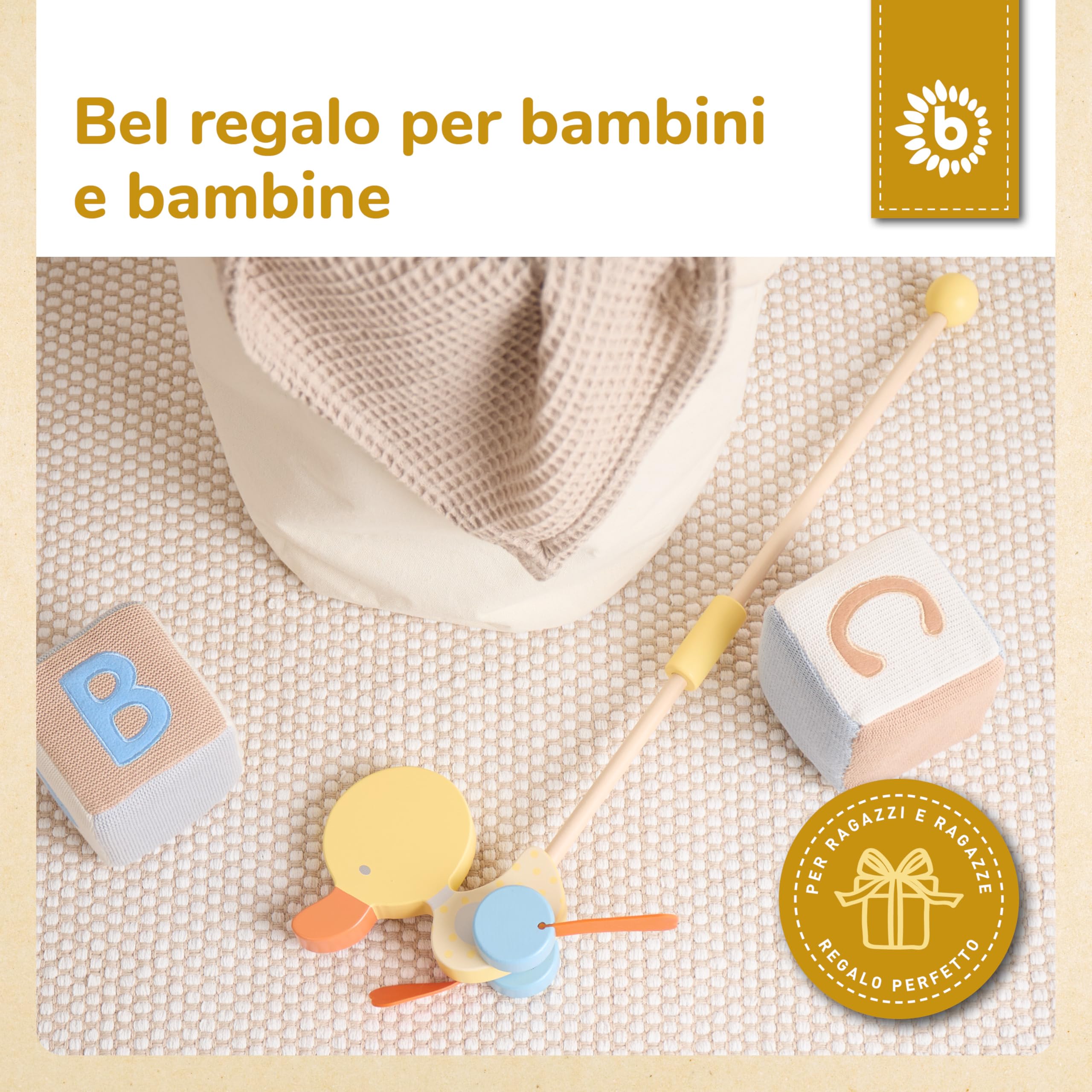 Bieco | Gioco trainabile | giochi in legno | cane trainabile giocattolo a forma di anatra | giochi divertenti per bambini | giochi trainabili wooden toys | giocattoli da spingi spingi