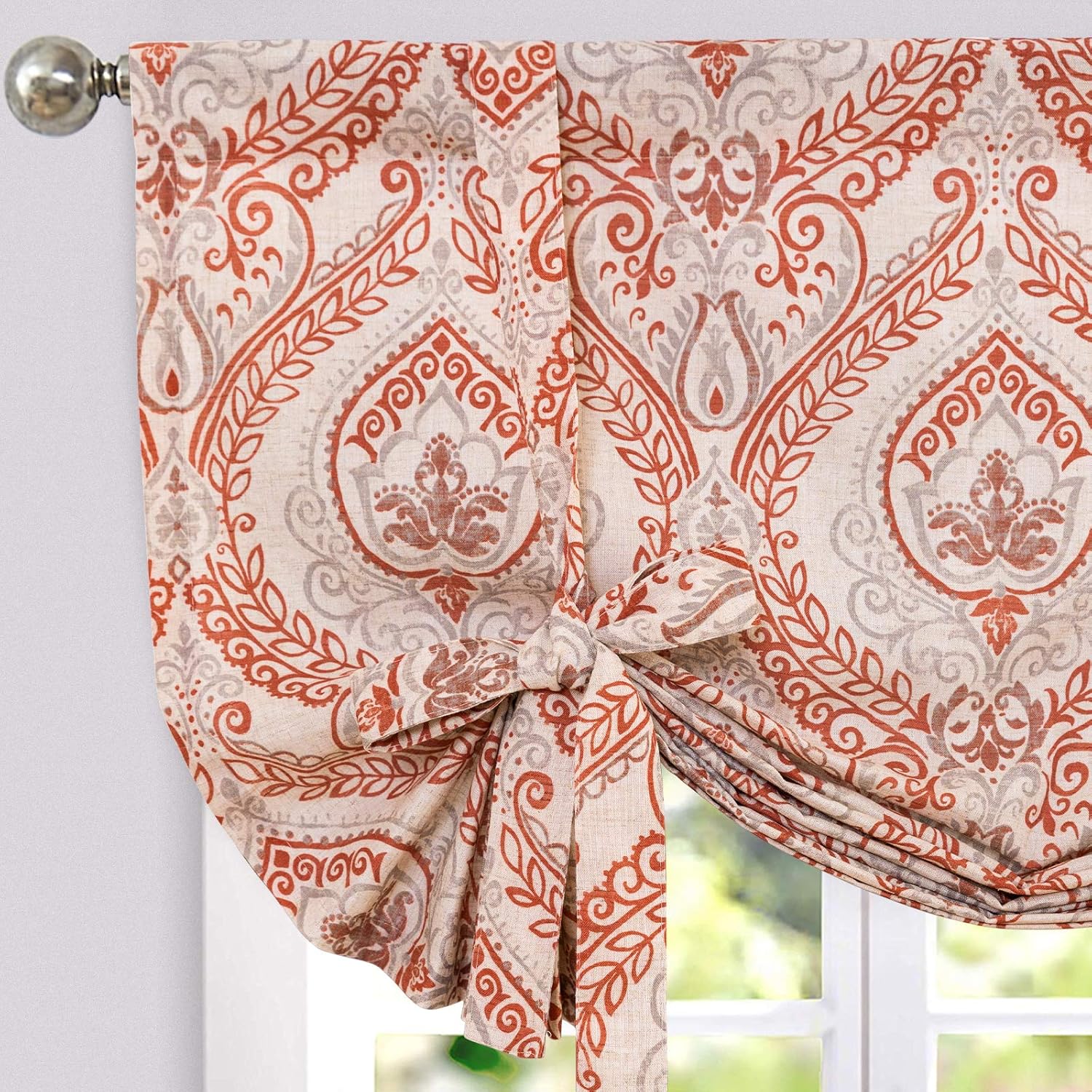 jinchan Linen Tie Up Valance for Kitchen Living Room