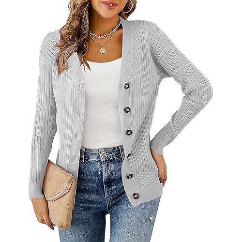 LIENRIDY Women's Knit Cardigan Long Sleeve Button Down Sweater Lightweight Cardigans, S-XL
