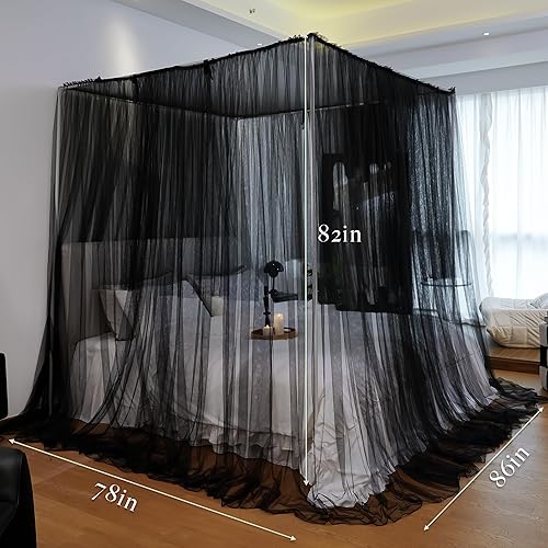 Vista 2 de Cortinas de cama con dosel – Cortinas de 4 esquinas para niñas y adultos, cama de princesa, mosquitera, accesorios de decoración de dormitorio