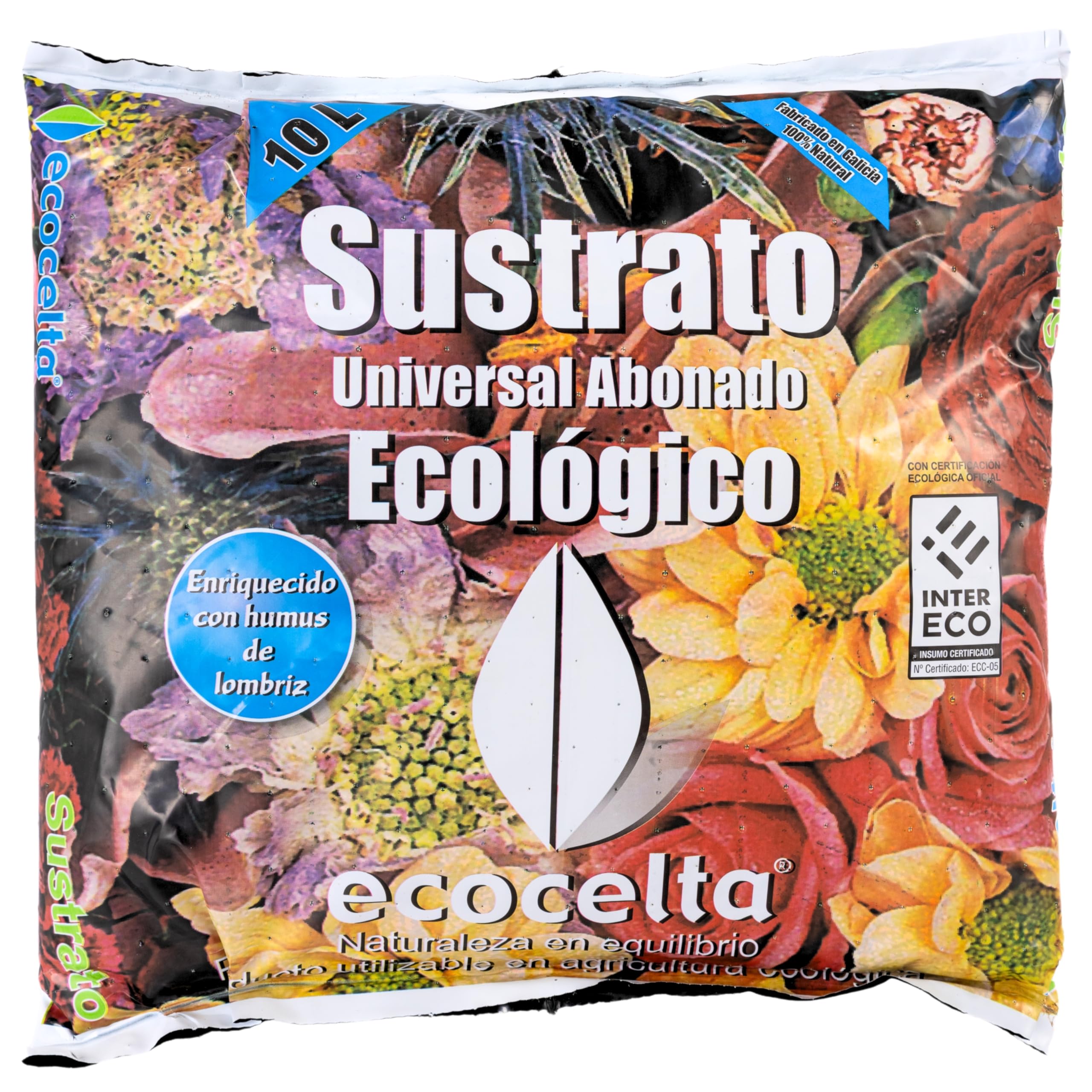 Sustrato Universal Abonado 10L | Fertilizante Natural para Macetas, Jardines y Huertos Urbanos | Certificado Ecológico INTERECO | Enriquecido con Humus de Lombriz y Compost