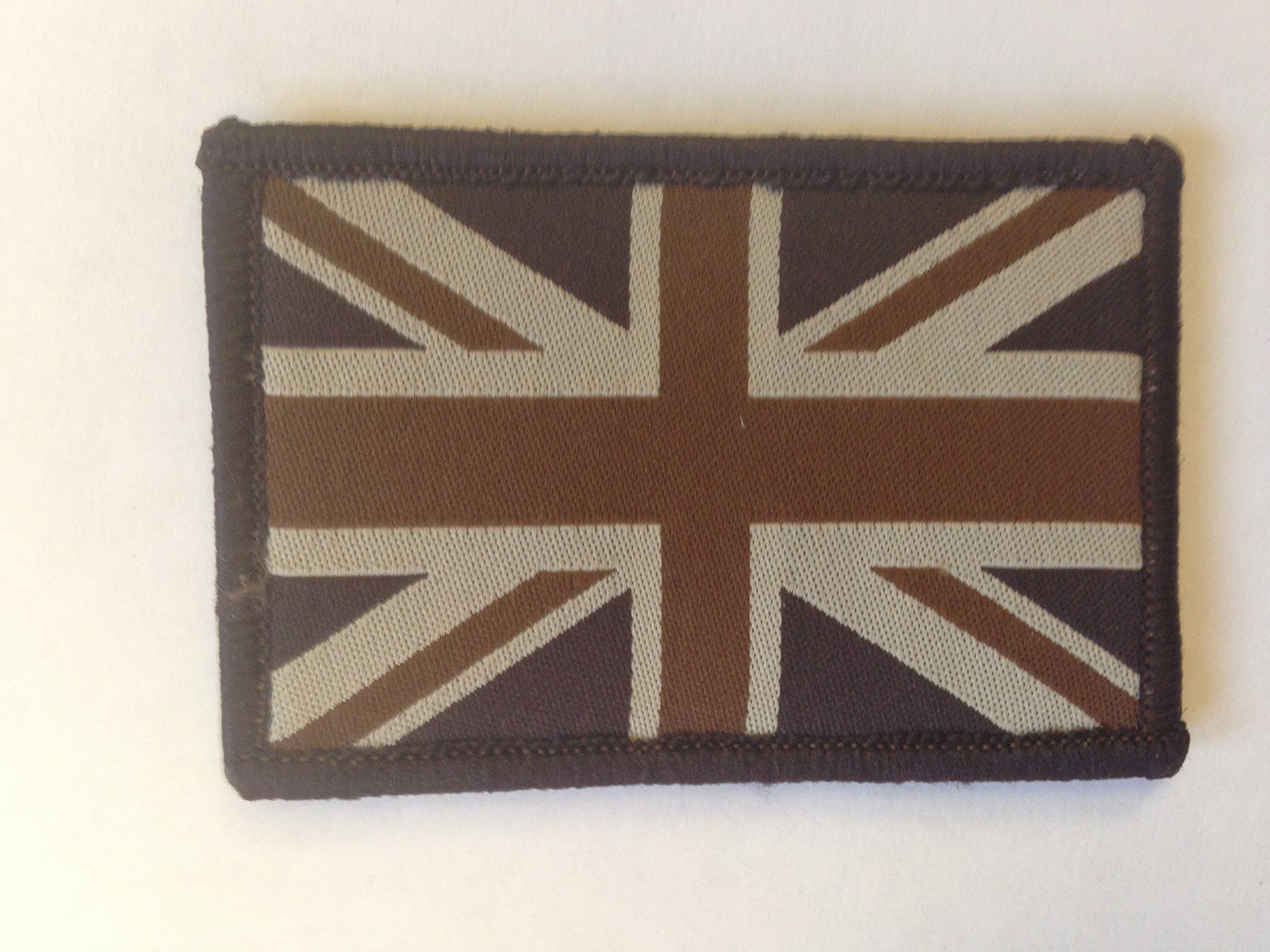 Mainly Metal Brown Sew-On & 'Hook-And-Loop' (Forces Style) Embroidered Patch Shades Of Union Jack British Flag Badge
