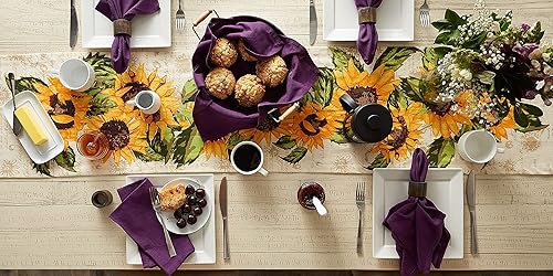 Vista 97 de DII - Colección de mesa jaspeado, camino de mesa, 13x72, rojo tango Tango Rojo