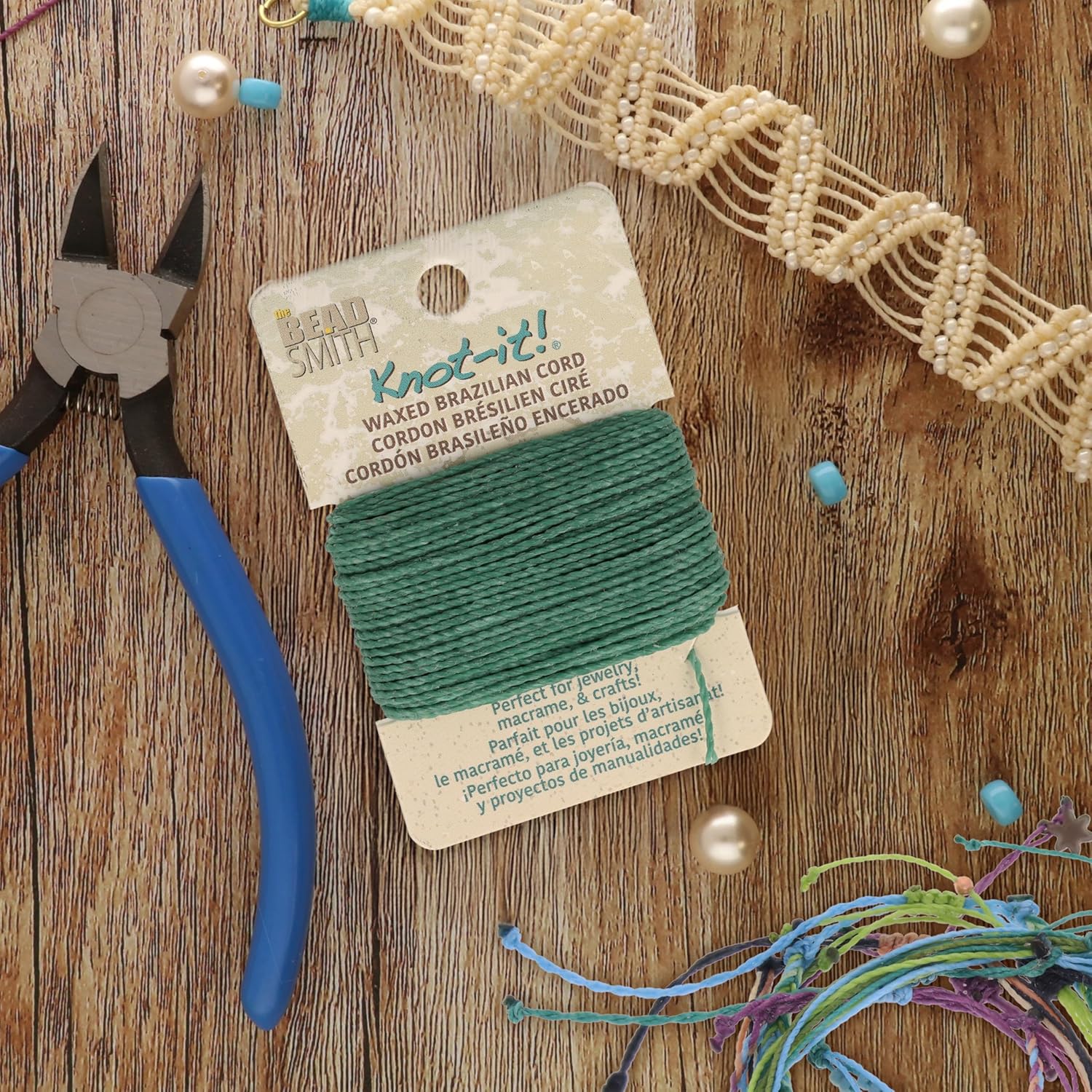 The Beadsmith Waxed Brazilian Cord – Teal Green, 0.7 mm Diameter, Light Wax, 15 Yards (13.7 m) image 2