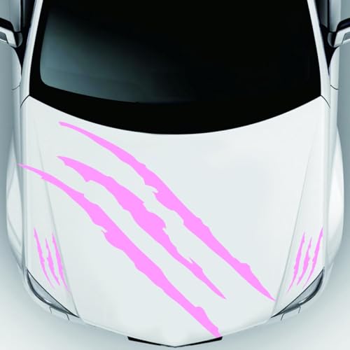 Image of Car Decals Claw Mark Stickers to Cover Hood Headlights Scratches, Modified Cars /Vans /SUVs /Trucks, Pack of 3 (Pink)
