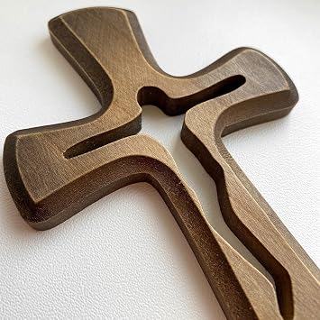 Handmade Wooden Carved Cross Wall Decor, Crucifix Wall Cross, Decorative Hanging Home Decor 5.9 inch, black