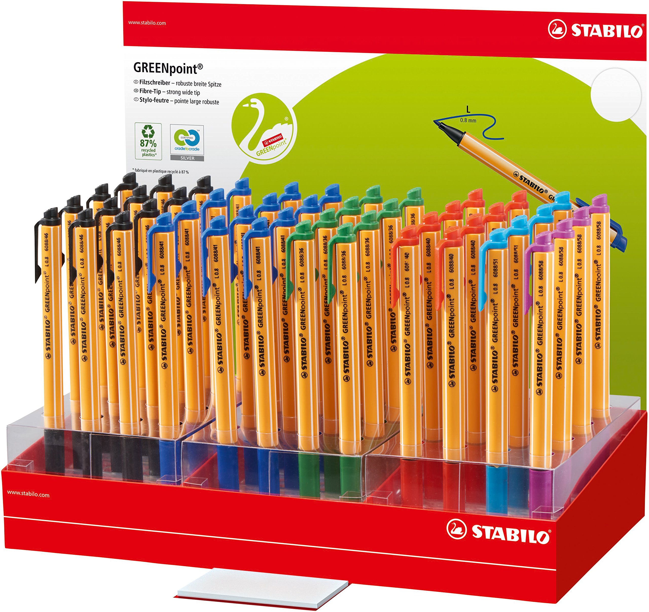 STABILO 6088/48-1 Lot de 6 stylos à pointe Couleurs assorties