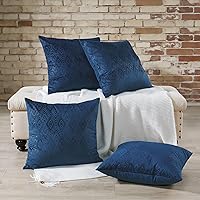 Vista 2 de Home Soft Things Ikat - Fundas de almohada de terciopelo de 4 piezas, 20 x 20 pulgadas, color azul, fundas de almohada cuadradas decorativas